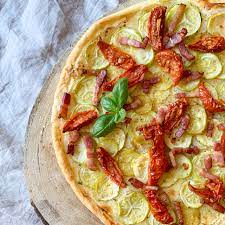 Tarte Boursin Courgette Lardons Et Tomate Confites Fourneaux Et Fourchettes