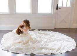 Toddler Girl In Mom S Wedding Dress Mom Wedding Dress Little Girl Wedding Dresses Toddler Wedding Dress