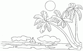 Sol Coqueiro Na Praia Desenhos Para Colorir