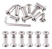 Swpeet Juego de 25 tornillos de fijación plateados chapados en níquel  M6x16mm, tornillos hexagonales, tuercas de barril con 1 llave Allen, poste  de ...