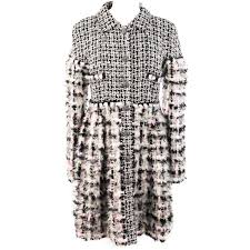 Black And White Coat Chanel Black White Silver And Pink Tweed Boucle Coat 1stdibs Com Boucle Coat Black White Coat Boucle