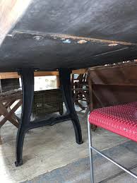 Welded metal legs provide an extremely durable and versatile kitchen table solution to. Sold Price Jeffan Artist Custom Made Teak 2 Board Free Edge Top With Industrial Metal Base Dining Room Table With Bow Tie Tendons Invalid Date Edt