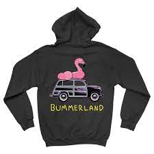 She has blue and pink feather makeup around her eyes. Black Flamingo Hoodie