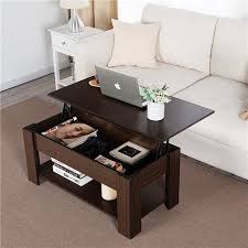 Modrest, for example, is a table with a lovely round top and a tapered base. Modern Wood Lift Top Coffee Table With Hidden Compartment And Lower Shelf Espresso Walmart Com Walmart Com