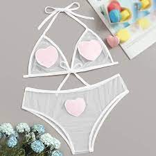 Compre Sexy Lingerie Set Women Pink Love Heart Embroidery Bow Sheer Perspective Underwear Barato Frete Gratis Avaliacoes Reais Com Fotos Joom