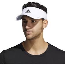 Adidas Black White Adult OS Brim 3 Stripe Strapback Golf Running Sun Visor  Hat