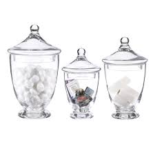 Maybe you would like to learn more about one of these? Whole Housewares Clear Glass Apothecary Jars Cotton Jar Bathroom Storage Organizer Canisters Set Of 3 Buy Online In Bosnia And Herzegovina At Bosnia Desertcart Com Productid 139747988