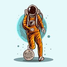 Astronaut Dribbling Planet Football Soccer Illustration Design Astronaut Illustration Japan Graphic Design Football Illustration
