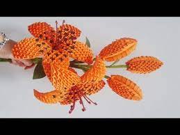 3d Origami Lily Flower V2 Tutorial Diy Paper Lily Flower Home Decoration Youtube Origami Lily Origami Flowers Tutorial 3d Origami
