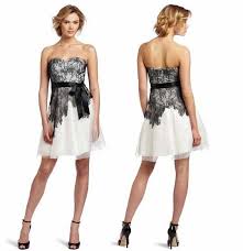 Strapless Lace Black And White Dresses For Party Dresses White Dress Party Strapless White Lace Dress