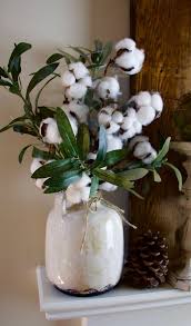 Rustic Farmhouse Cotton Stem Arrangement Olive Branch Decor Etsy Cotton Decor Spring Table Decor Branch Decor