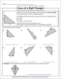 Area of a triangle worksheets intensify practice with this compilation of area of a triangle worksheets featuring skills like finding the area of scalene, isosceles and equilateral triangles, find the missing base or height, find the area with measures offered as integers, decimals, fractions and algebraic expressions to mention just a few. Area Of Right Triangles