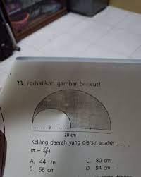 Panjang busur oa = panjang busur ob = keliling setengah lingkaran berdiameter 10,5 cm. Keliling Daerah Yang Diarsir Adalah Phi 22 7 Brainly Co Id