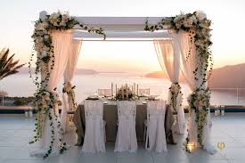 Sunset Dinner For 5 Santorini Weddings Wedding Venue Wedding Ceremony And Reception Sunset View Le Santorini Wedding Santorini Wedding Venue Gazebo Wedding