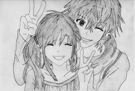 Anime couples in love coloring pages. Anime Couple Drawing Ideas Novocom Top