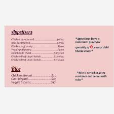 begum's kitchen begum's kitchen menu