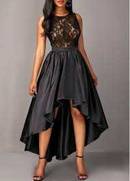 Sleeveless Lace Bodice Black High Low Dress Rosewe Com Usd 31 40 Black High Low Dress High Low Dress Tight Dresses