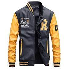 Men Baseball Jacket Embroidered Leather Pu Coats Slim Fit College Fleece Luxury Pilot Jackets Men S Leather Jacket Men Pilot Leather Jacket Baseball Jacket Men