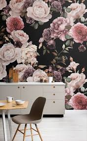 Wallpaper borders are a perfect way to achieve an outburst of color and delight easily and in a short time. Purple Pink Dark Floral Wallpaper Mural Hovia Uk Floral Wallpaper Bedroom Modern Floral Wallpaper Floral Wallpaper