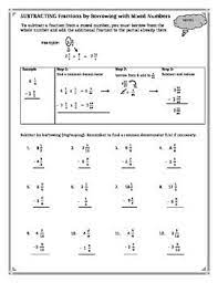 subtracting fractions by borrowing with mixed numbers worksheet