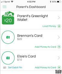 Click on the 'add $' button from the parent dashboard or from the parent settings screen. Teach Money Management To Kids Greenlight Card Teach Beside Me