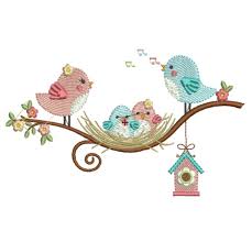 Matriz de Bordado - passarinhos ninho | Elo7 Produtos Especiais