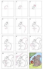 Using the same method, begin from the separation fur drawn in the previous step from the bottom of the head and begin to follow the curvature of the squirrel's body with line strokes. How To Draw A Squirrel Art Projects For Kids Squirrel Art Kids Art Projects Easy Drawings