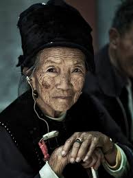 Old wrinkled woman, Yunnan, China