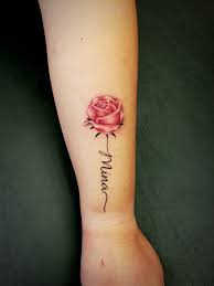 Make rose female name tattoo. Name Tattoos On Forearm With Roses
