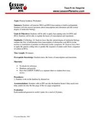 Review the basic vocabulary included on the handout. Protein Synthesis Codons Lesson Plans Worksheets