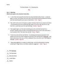 The great gatsby by f. The Great Gatsby Chapter 1 Reading Quiz With Quotes From The Novel