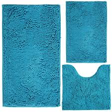 Amazon.com: Bathroom Rugs Chenille 3-Piece Extra Soft and Absorbent Shag  Bathroom Rugs, Machine Wash Mat, Strong PVC Non-Slip Underside, Plush  Carpet Mats (Turquoise) : Home & Kitchen