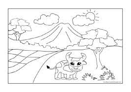 Mewarnai pemandangan pdf gambar mewarnai hewan. Mewarnai Desa Sapi Pdf