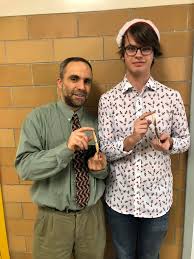 Trenton High School Student Council President, Ryan Gentle, pictured here  with THS teacher, Dave Lanovaz, who donated two handmade pens to the  Trenton High School Christmas Auction. Dave made the pens out