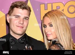 Chris Zylka and Paris Hilton attend the HBO Post Golden Globe Party 2018 at  the Beverly Hilton Hotel