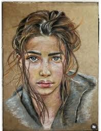 The silence within, acrylics and oil pastells, 9x12 cardstock, Ildiko Torok  (Ildiko's Art) Canada ( "The silence within" ) belongs to a symbolic  series, that honors the subtle power of inward strength -