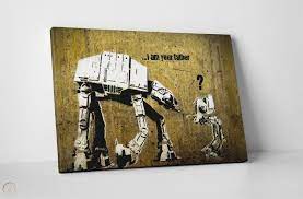 We are the leading experts in canvas art : Banksy I Am Your Father Star Wars Stretched Canvas Print 30 X20 1802424716