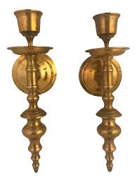 How do you maintain antiqued brass? Vintage Brass Wall Mounted Sconce Candle Holders A Pair Chairish