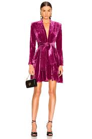 Image 1 Of A L C Crushed Velvet Kiera Dress In Hot Pink Long Sleeve Velvet Dress Pink Velvet Dress Kiera Dress