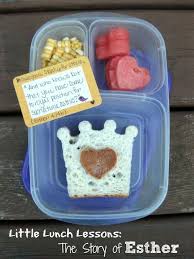 Little Lunch Lessons The Story Of Esther Tuesdayteachings Story Of Esther Fun School Lunches Bible School Snacks