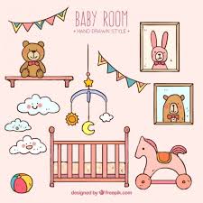 Hand Drawn Room With Toys For Baby How To Draw Hands Happy Birthday Illustration Baby Props
