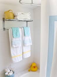 Towels can also serve as a decor element for your bathroom. Sterling Towel Rack And Linens In Guest Bathroom Shower Hgtv