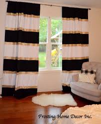Black And White Striped Drapes Custom Black White And Gold Striped Curtains Color Blocked Nursery Curtains Striped Home De Black And Gold Living Room Gold Living Room Black Gold Bedroom