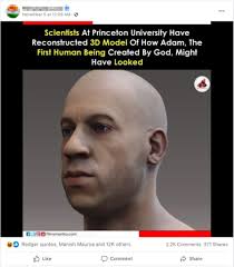 No, this is not the 3D model of Adam, the first man, reconstructed by  Princeton University