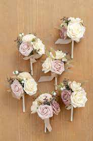 #1 brand in french styled artificial flowers, real looking and inexpensive. Centerpiece Mini Flower Bouquets Set Of 6 Neutral Dusty Rose