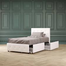4.3 out of 5 stars 32. Dhp Dean Upholstered Bed With Storage White Faux Leather Twin Walmart Com Walmart Com