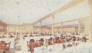 The atmosphere of the dining room is one of history and i always think i am in some way revisiting one of the dining rooms aboard the tragic titanic with the décor of the room. File Ca 1910 Illustration Of 2nd Class Dining Room On Titanic Olympic Jpg Wikimedia Commons