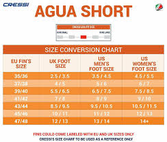 Cressi Agua Short Swim Fins Size 7 8