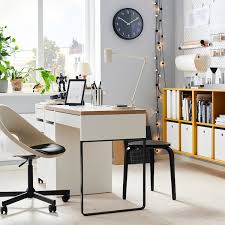 micke مكتب أبيض فحمي 105x50 سم ikea
