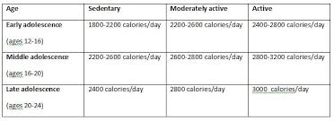 Teenage Caloric Requirements Child Development Parenting